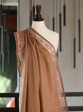 Royal Fashion Embroidered Woolen Shawls - RF24SH A6A22-B12 Light Brown & Purple